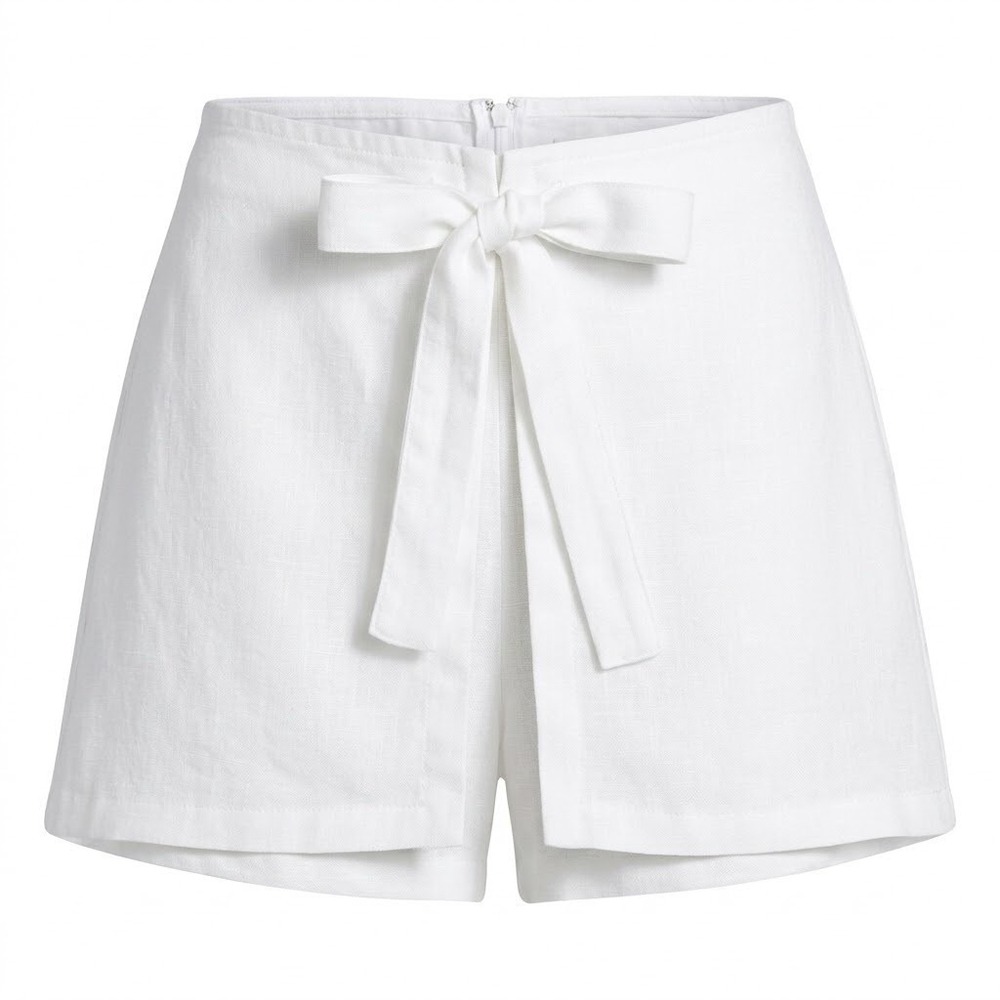 SIR. The Label Women's Size 1 XS‎ SMALL White 100% Linen Tie Front Skort Shorts